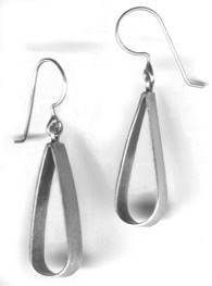 RIBBON $100-sterling silver earrings with mizzy texture (1 1/4" long not including ear wire)